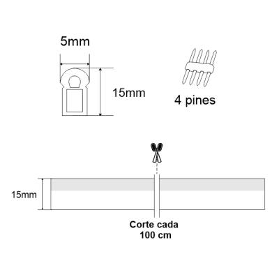 JUML-5050-03 - Manguera Luminosa LED Neón RGB / 50 Metros / IP65 Interior-Exterior / Corte Cada 100 cm / 300W Máximo / 120° Ángulo de Luz / Libre de Mercurio