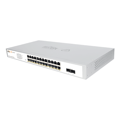 WI-PCES326GF - Switch Administrable PoE / 24 Puertos Gigabit PoE af/at / 2 x SFP Gigabit / 52 Gbps / Presupuesto PoE 370 W / Administración Cloud