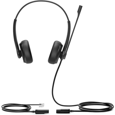 YHS34-DUAL - Diadema Alámbrica / Audio HD / Cancelación de Ruido Pasiva / Conexión QD a RJ9 / Almohadillas de Cuero / Brazo Flexible 330°