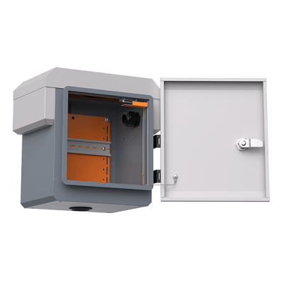 WI-IOTBOXMINIV1 - Gabinete de Protección IP55 / Acero SPCC / 250 x 250 x 180 mm / Rieles DIN / 4 Placas Laterales / Montaje Exterior