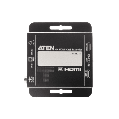 VE1821 - Kit Extensor HDMI | 4K sobre Cat 6 | 4096x2160 @ 30 Hz | Hasta 40 metros Cat 6 | Tecnología PoC | EDID Switch y Copia | Control IR Remoto | Audio Lossless 7.1CH | Metal | Plug and Play