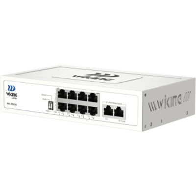 WKPS210 - Switch PoE No Administrable / 8 Puertos 10/100 Mbps PoE af/at / 2 Puertos Uplink 10/100 Mbps / Presupuesto PoE 76 W / Alcance PoE 250 m (820.2 ft)