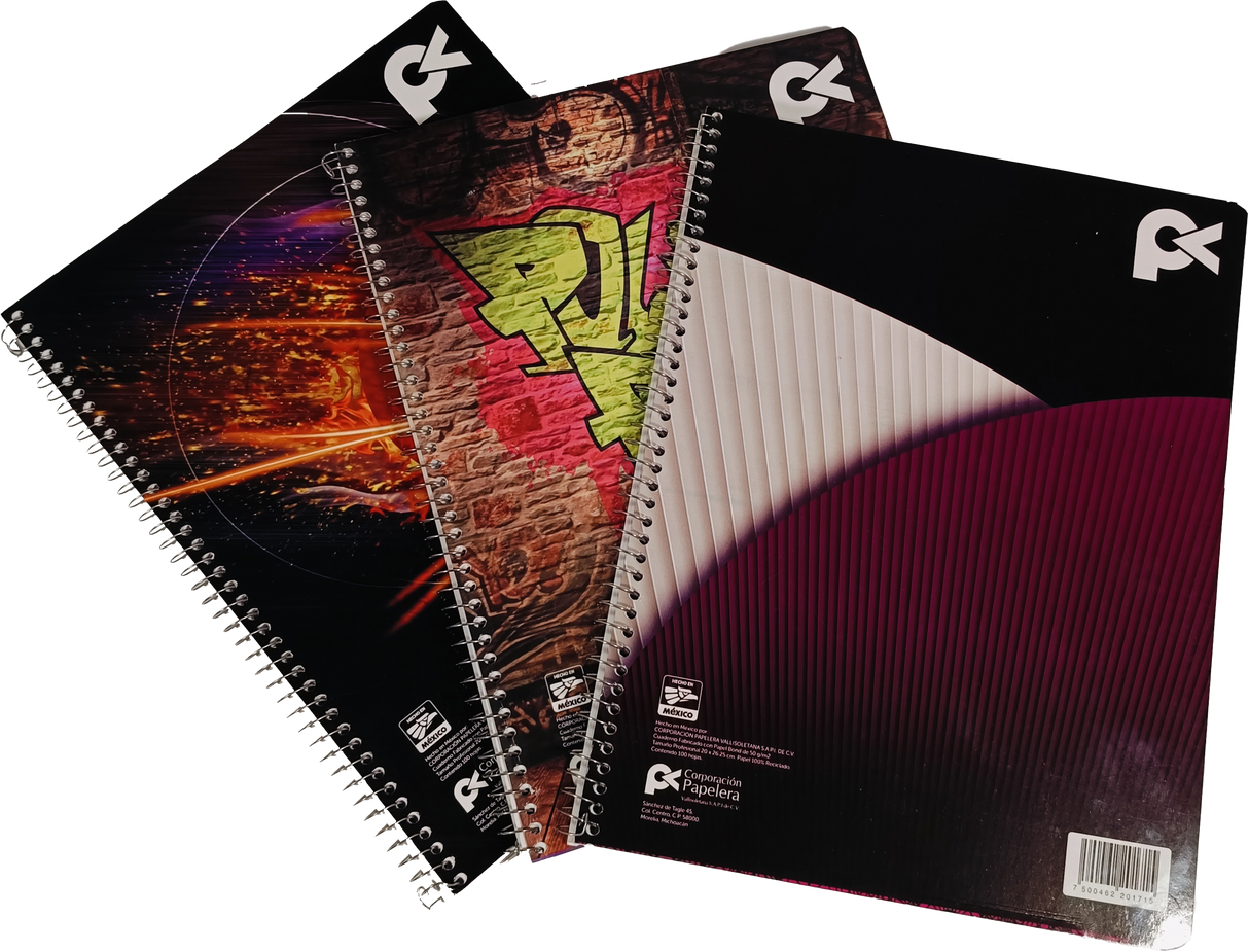 Cuaderno escolar tamaño profesional 100 hojas con espiral cuadro chico - Cua-CP-C5