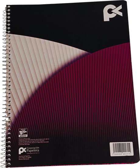 Cuaderno escolar tamaño profesional 100 hojas con espiral cuadro grande - Cua-CP-C7