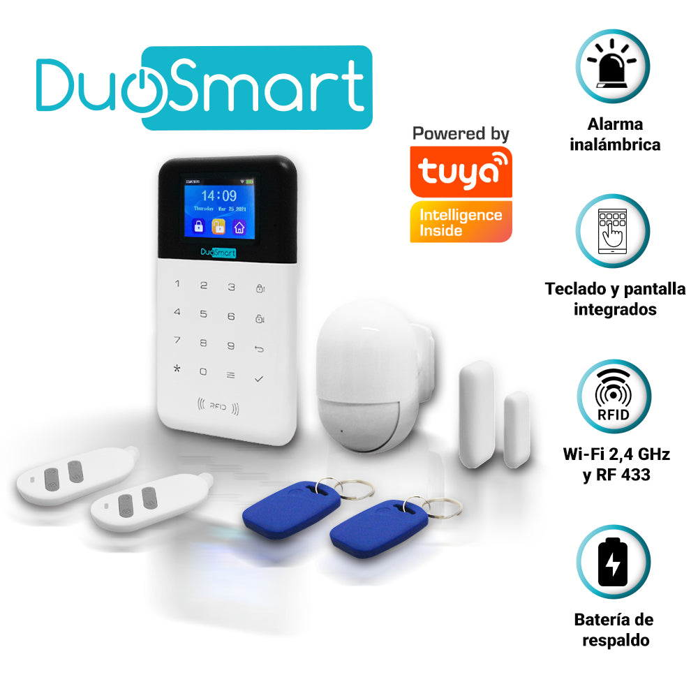 Duosmart Kit Alarma Inalámbrica C30, WiFi 2.4 GHz, RF 433.92, Monitoreo App