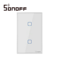 Sonoff Apagador de Pared Touch T2US2C-TX, 2 Canales, WiFi 2.4GHz, Compatible con Alexa