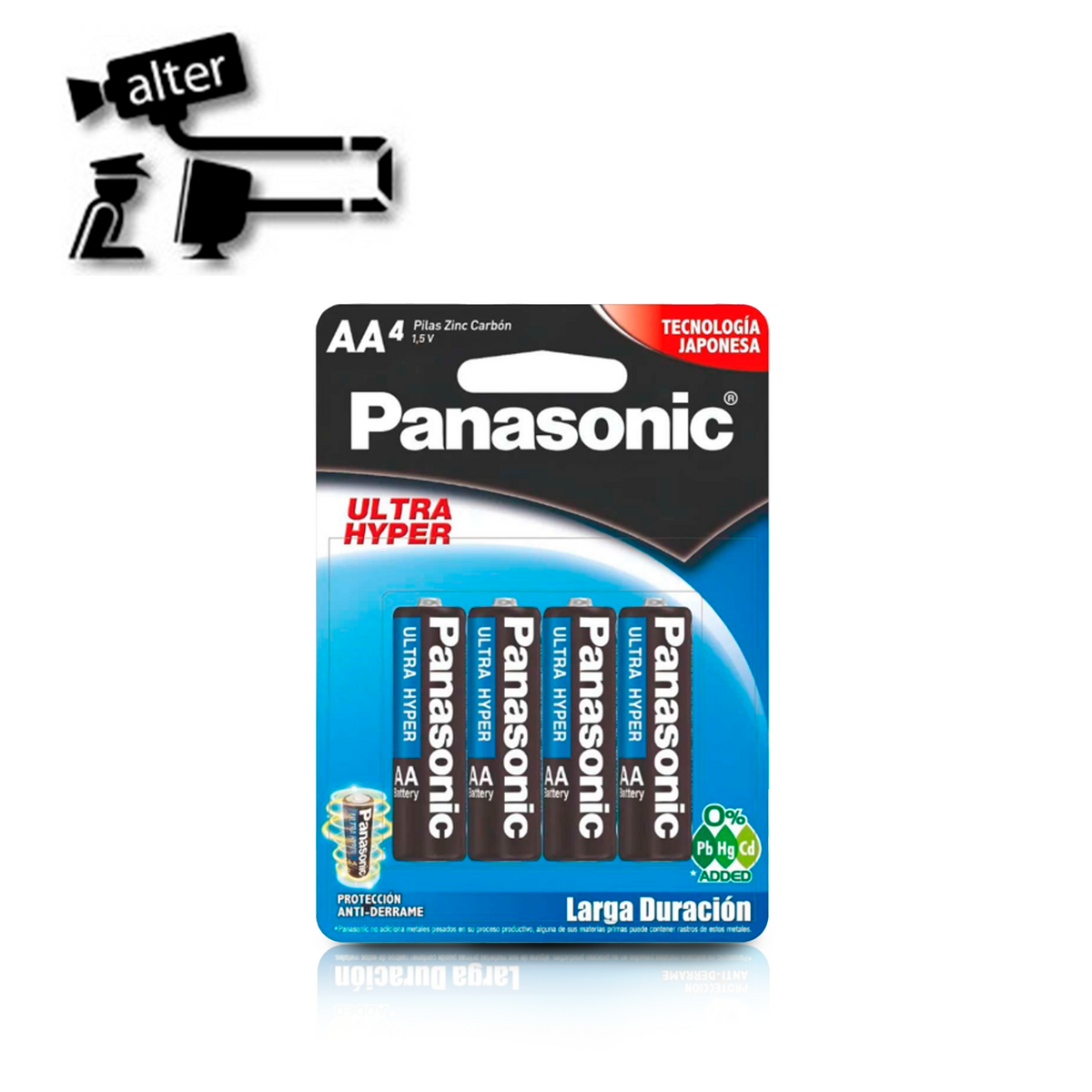AA - BATERIA ZINC CARBON PANASONIC TIPO AA 1.5V PARA USO EN CONTROLES REMOTOS Y RELOJES (PAQUETE DE 4 BATERIAS)