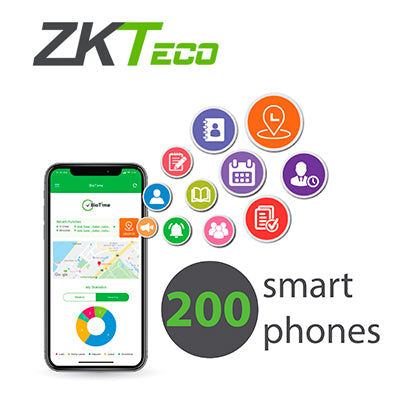 ZKTECO Licencia Biotime APP-P200, Activa 200 Smartphones, Permanente