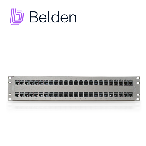 Belden Patch Panel Cat6A AX103256, 48 Puertos, 2U, Precargado