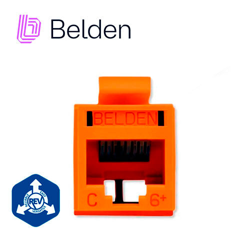 Belden Conector Modular Jack RJ45 Cat6 RV6MJKUOR-S1, 23-24 AWG, T568A/B, Uso Interior