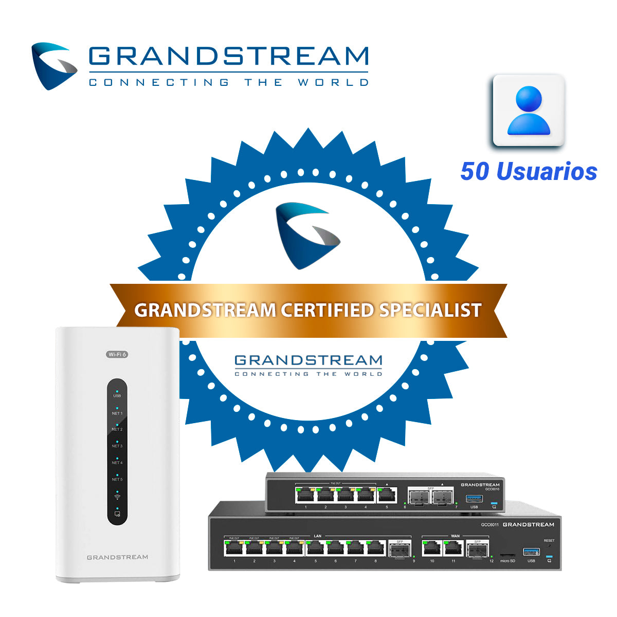 Grandstream IP-PBX GCC-UC-50 License, 12 Usuarios, 4 Llamadas Concurrentes, 50 Usuarios