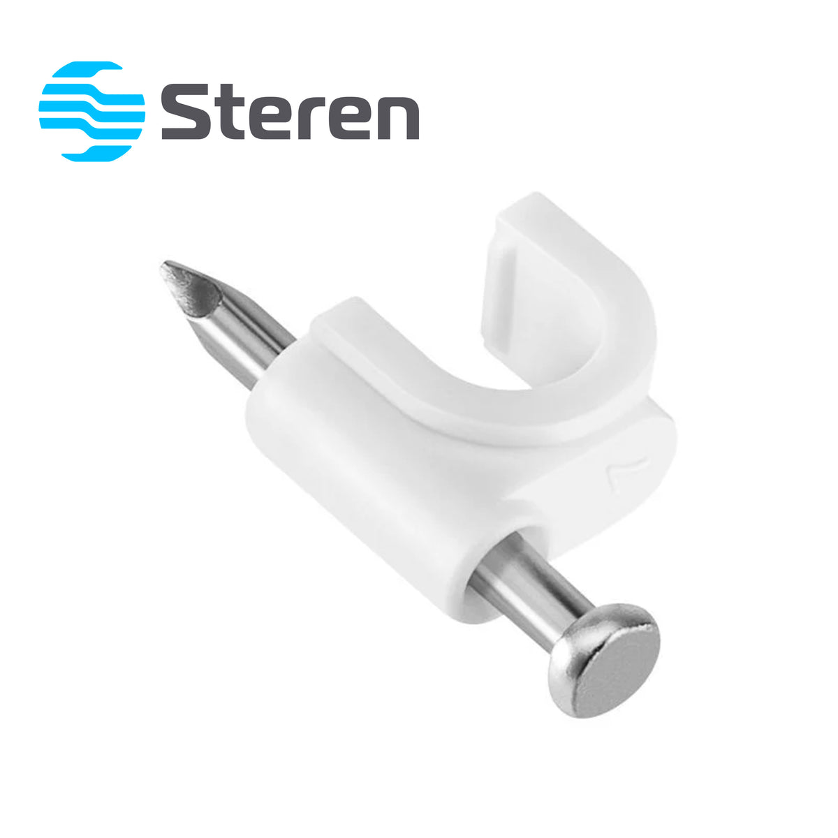 GRAPAS DE PLASTICO BALNCAS STEREN GRA-955B / BOLSA CON 50 PZS/ ESPECIAL PARA SUJETAR CONDUCTORES / USO PARA INTERIORES Y EXTERIORES / 7MM ANCHO CAVIDAD / CLAVO DE 1 PULGADA