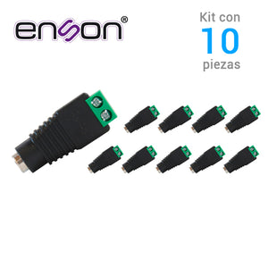 Enson Conectores de Corriente Hembra 10x ENS-FC01, 2.1x5.5 mm, Polarizado, Tipo Jack 3.5 mm