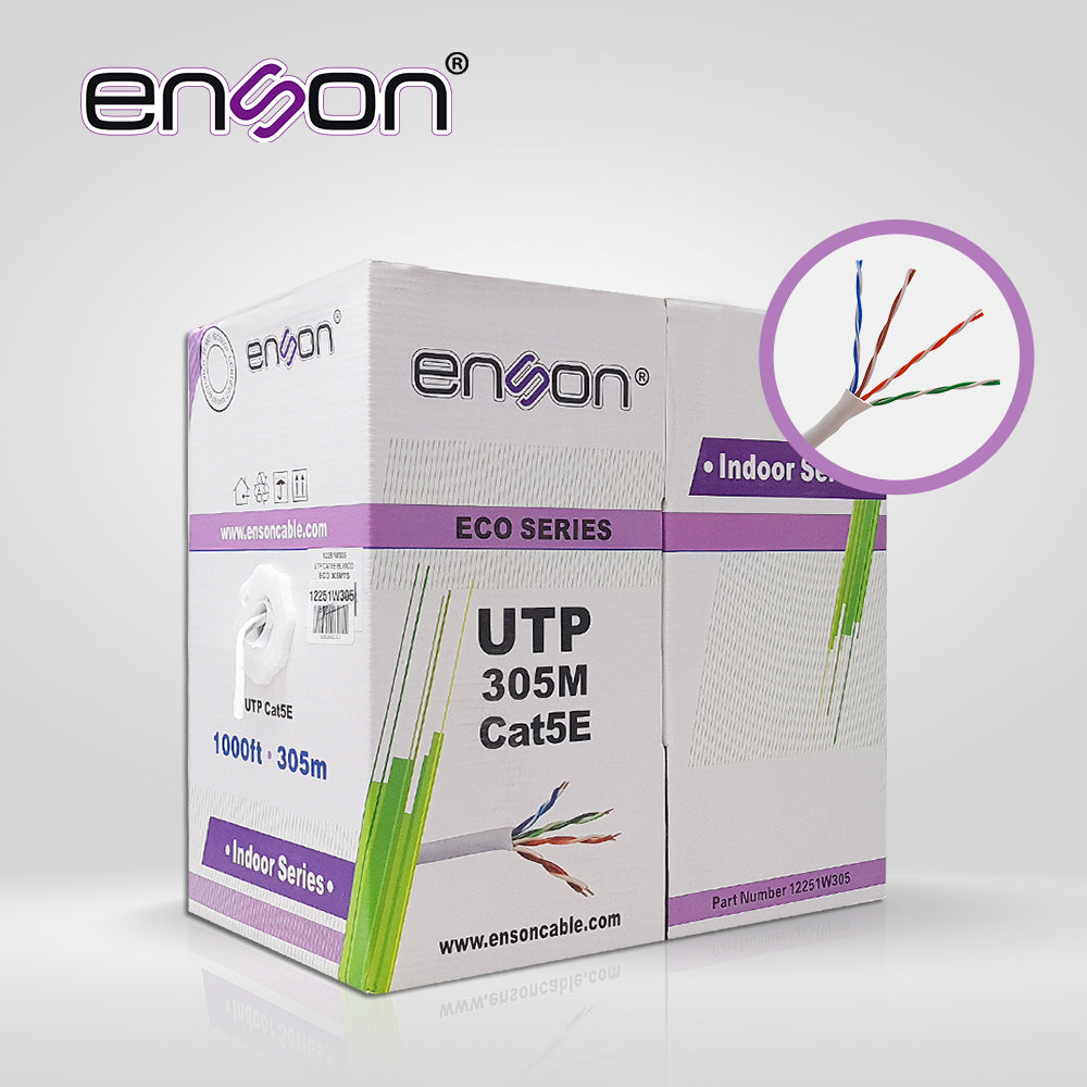 Enson Cable UTP Cat5e 12251W305, 24 AWG, 305 Metros, Uso Interior
