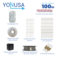 Yonusa CERCA100MTS mampara y cercado de jardín Cerca electrificada