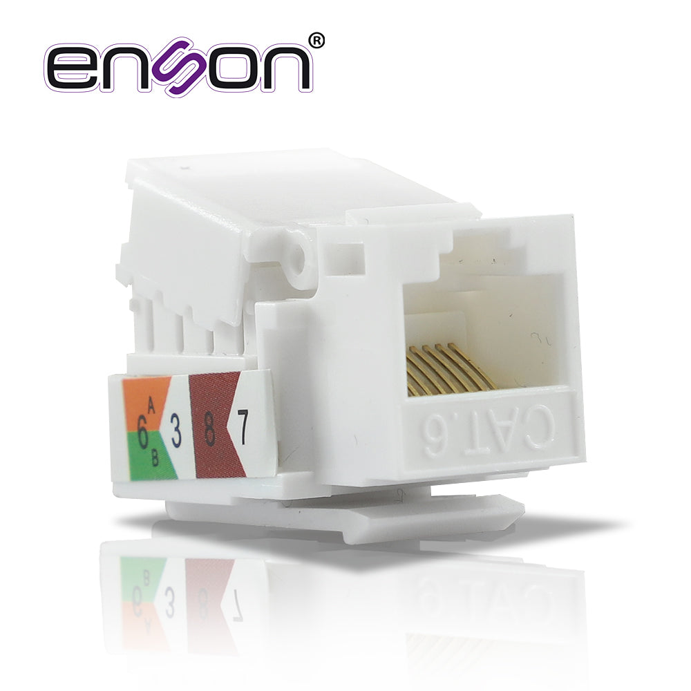 Enson Conector Jack ENS-JTL6W CAT6 90 Grados, Ponchado Fácil Sin Pinzas