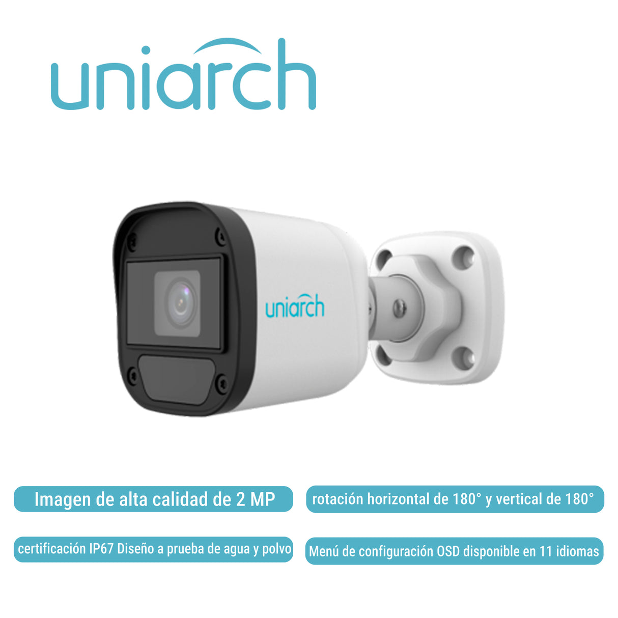 UNIARCH BY UNV Cámara Analógica Bullet UAC-B112-F28-X-H, 2MP, 1080P@30fps, IP67, IR20M