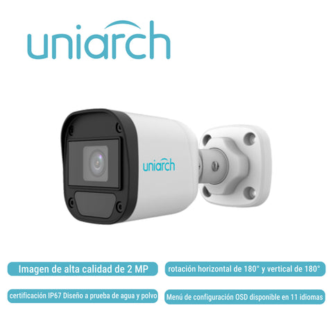 UNIARCH BY UNV Cámara Analógica Bullet UAC-B112-F28-X-H, 2MP, 1080P@30fps, IP67, IR20M