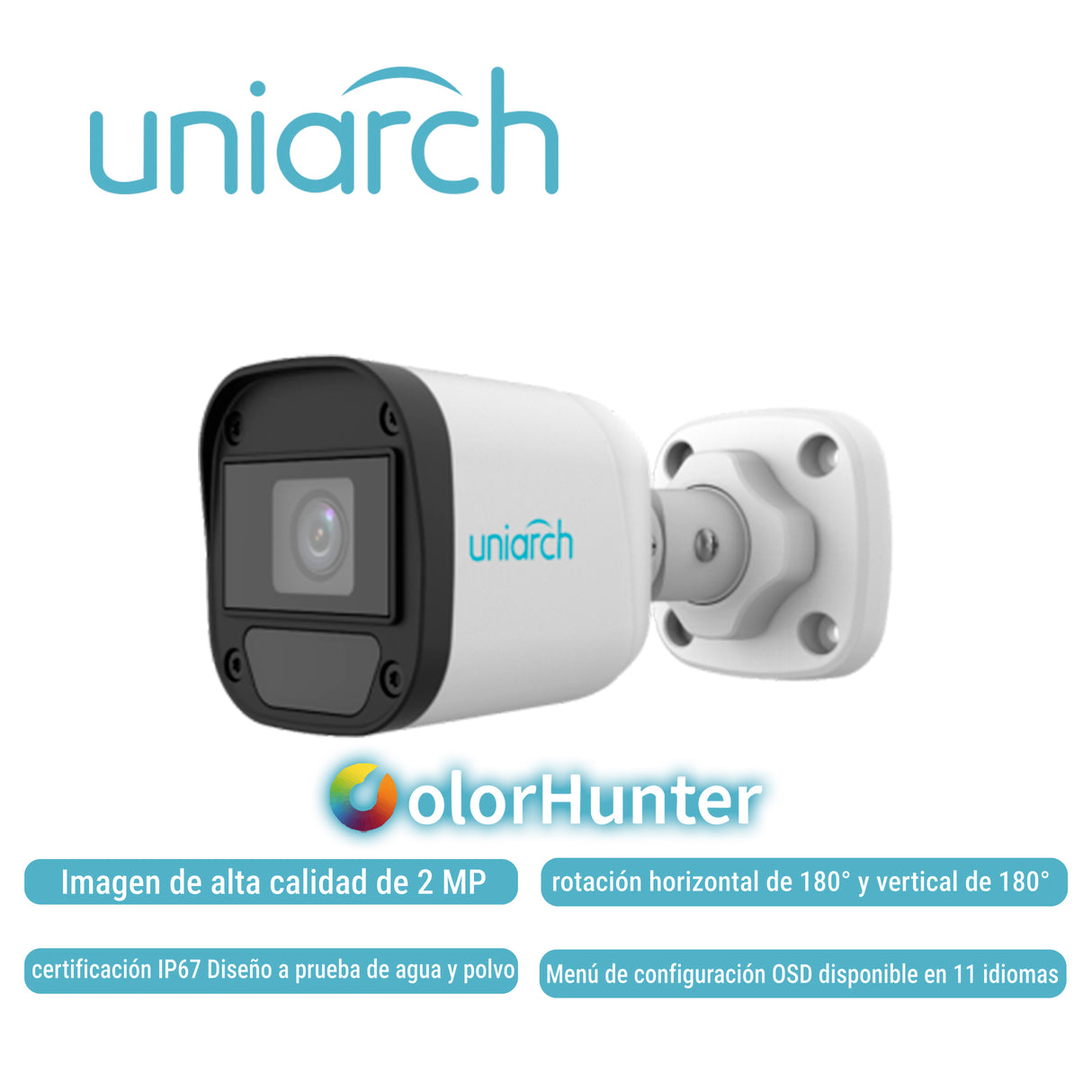 UNIARCH Cámara Analógica Bullet UAC-B112-F28-W-X-H, 2MP, 1080P@30fps, IP67, IR20M