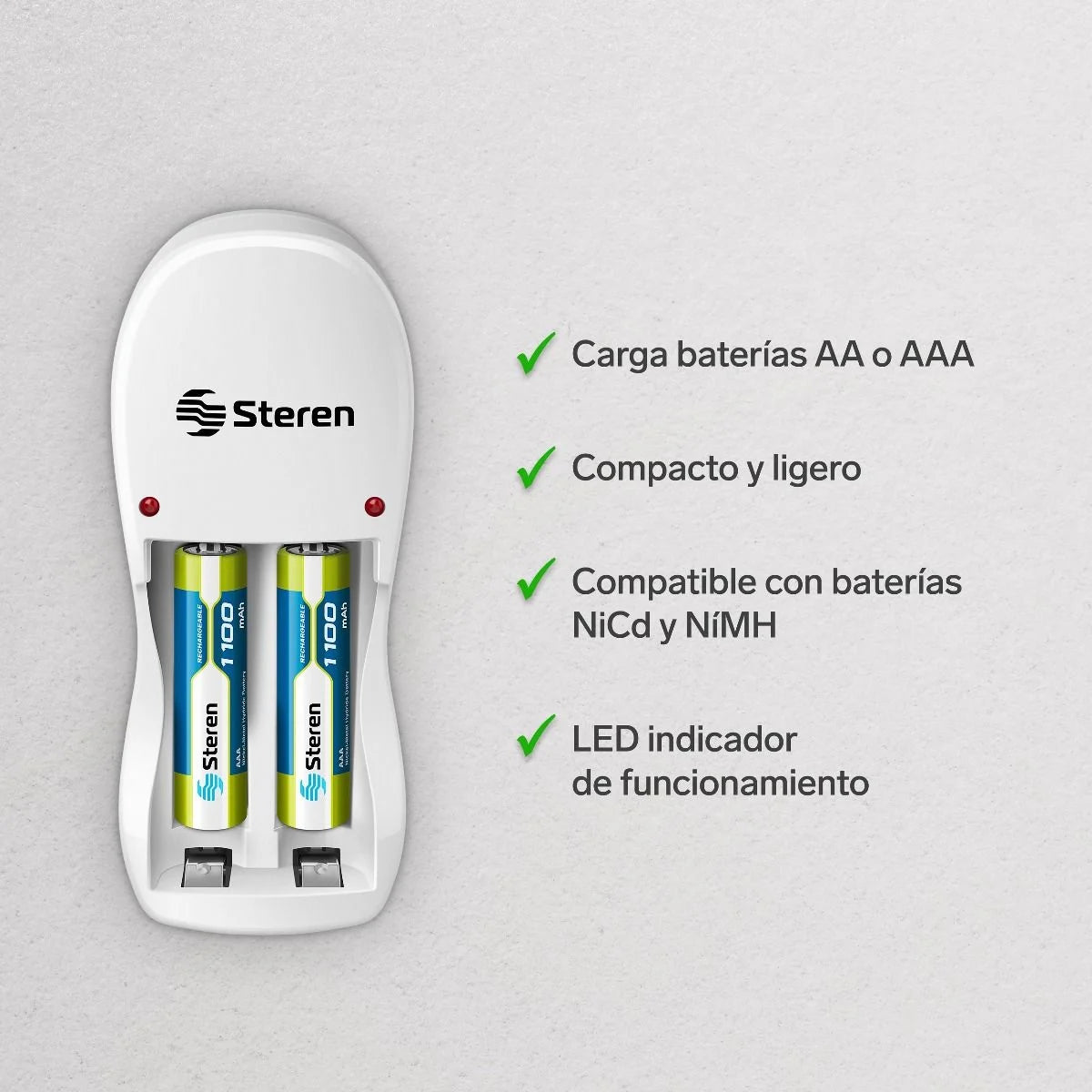 Cargador De Pilas Steren Para Aa/Aaa Led Incluye 2 Pilas Aaa FullOffice.com