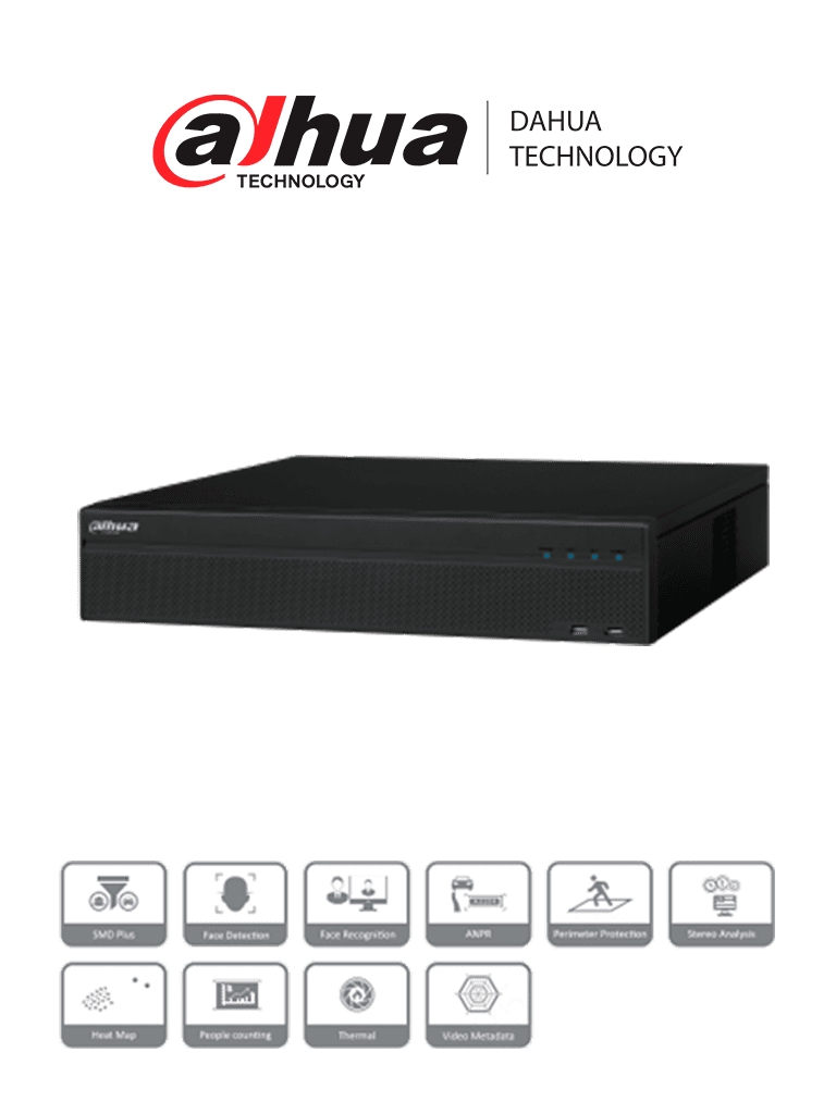 NVR Dahua NVR5832-16P-4KS2E 32 Canales IP 4K 320 Mbps Poe ePoE HDMI SATA DEWARPING