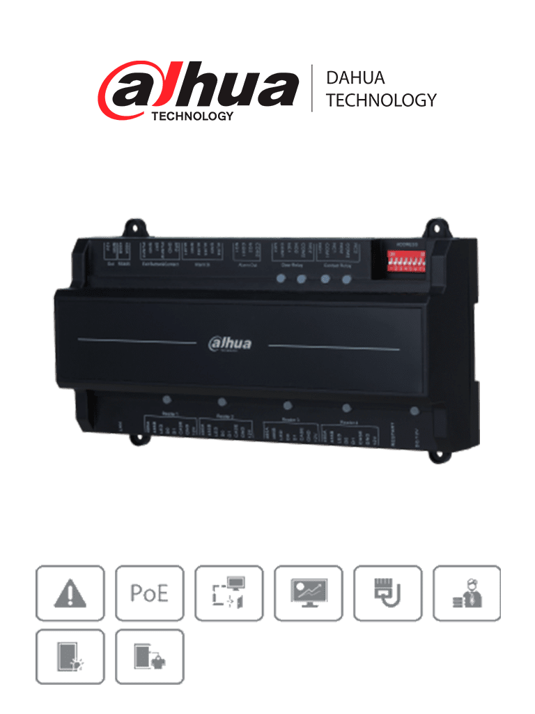 Panel de Control de Acceso Dahua ASC2202B 2 Puertas, 4 Lectoras, TCP/IP, Wiegand, 100,000 Usuarios, 3,000 Huellas, 500,000 Registros