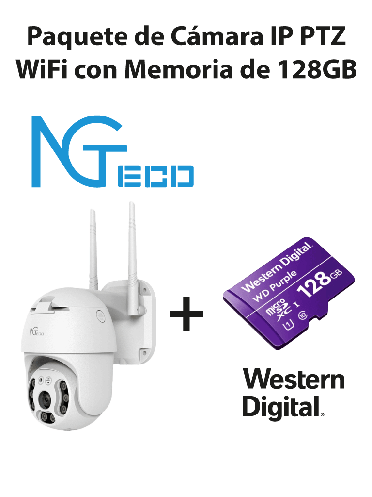 ZKTECO NGC4200PAK Cámara IP PTZ 3MP, WiFi, 128GB Micro SDXC, Clase 10