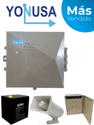 Energizador YONUSA EYNG12001BAT 12,000V 2,500m, Wifi, Sirena 30W, Gabinete metálico, Batería 12VDC 4.5Ah