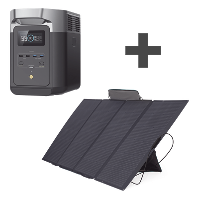 DLT2MAX-KIT - Kit Estación de Energía Portátil / 2048Wh LFP / 2400W Salida / Wi-Fi Bluetooth / 400W Panel Solar Flexible / 6.3x0.8x1.0 ft