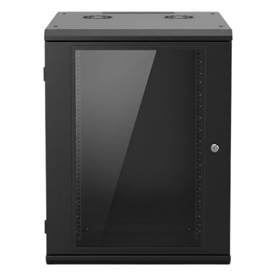 SR-19-16-GN3G - Gabinete de Pared 16U / 635 mm (25 in) Profundidad / Cristal Templado / Acero Reforzado / 100 kg Capacidad / Interior