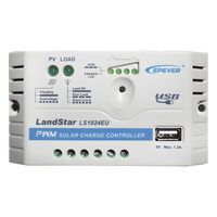 LS-1024-EU - Controlador de Carga Solar PWM / 10A / 12/24V Auto / USB 5V/2A / Tierra Positivo Común / LED
