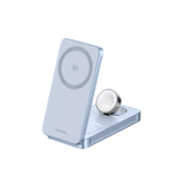 65901 - Cargador Inalámbrico Magnético 3-en-1 / 15W Máx / Carga Simultánea Teléfono-Reloj-Auriculares / Soporte Ajustable / Qi / Entrada 12V