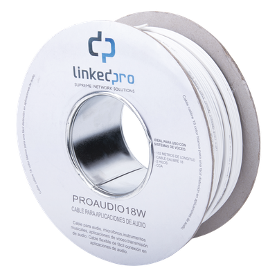 PRO-AUDIO-18W - Bobina de Cable / Calibre 18 / 2 Conductores CCA / 152 m (498.7 ft) / FRNC / Blanco