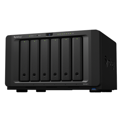 DS1621+ - NAS de 6 Bahías / Procesador AMD Ryzen V1500B 4 Núcleos 2.2 GHz / 4 GB DDR4 ECC Expandible a 32 GB / Puerto 10GbE RJ-45 / Expansión a 16 Bahías / 2 Ranuras M.2 NVMe / RAID Híbrido