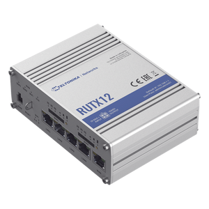 RUTX12 - Router Industrial Dual LTE Cat 6 / 600 Mbps / 5 Puertos Gigabit / WiFi 5 Doble Banda / Doble SIM / GNSS / PoE / -40°F a 167°F