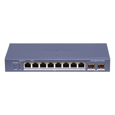 DS-3E1510P-SI-8P2F - Switch PoE+ Administrable / 8 Puertos Gigabit PoE+ / 2 SFP / Gestión Cloud / Alcance Extendido 300 m / 984 pies / 110 W