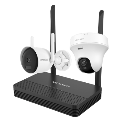 NKS4223WBTH - Kit IP Inalámbrico / NVS 4 Canales / 2 Cámaras Wi-Fi 2 Megapixel / Dual Light 30 m (98.4 ft) / Audio Bidireccional / Lente 2.8 mm 97°