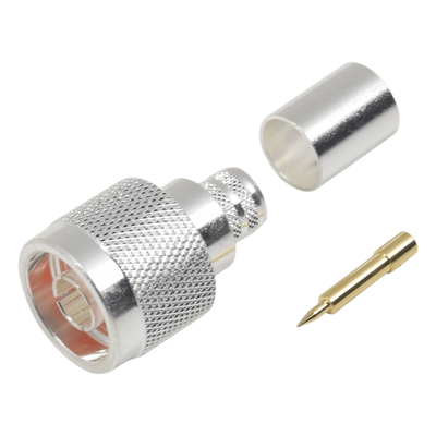 RFN-1006-3I - Conector N Macho / Anillo plegable / LMR-400, 9913, CNT-400, RG8/U-SYS, RFLASH-1113, 8214 / Cuerpo bronce plateado / Contacto oro