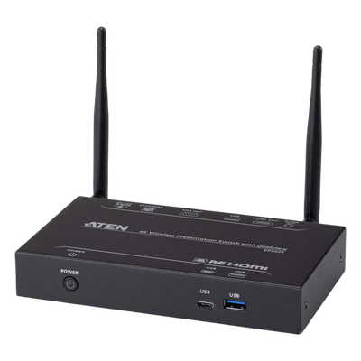 VP2021 - Switch de Presentaciones Inalámbrico / 4K / Quad View / 4 Fuentes Simultáneas / PoE / Control USB Táctil
