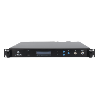 V8810TE-9 - Transmisor Óptico / 1550 nm / Modulación Externa / 2 Salidas 9 dBm / DWDM / Doble Fuente de Poder