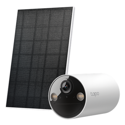 TAPO-C410-KIT - Kit Cámara Solar IP / 2K 3MP / Visión Nocturna Color / Batería 6400 mAh 180 Días / IP65 / Detección IA Personas / Audio Bidireccional