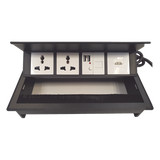 THMC-HBOX - Caja Hub de Escritorio / 2 Contactos Universales / HDMI + RJ45 Cat6 / 2 USB Carga / Cable 1.80 m (5.9 ft) / IP20