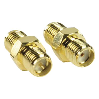 TT-COU-SMA-RPF-SF - Adaptador Coaxial en Línea / SMA Hembra Inverso a SMA Hembra / Cuerpo Bronce Chapado en Oro / Aislante Teflón