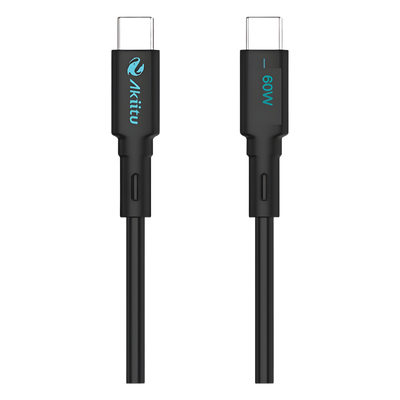 AKPAC6SM60W - Cable USB-C a USB-C / Carga Rápida 60W / Transferencia 480 Mbps / Magnético Auto-enrollable / Silicona Líquida / 1 m (3.3 ft)