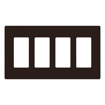 CW4-BR - Placa de pared Claro / 4 espacios / café brillante (BR) / 21.3 x 11.9 cm, perfil 7.6 mm / sin tornillos / compatible con Caseta Wireless, Maestro, Pico y Vive