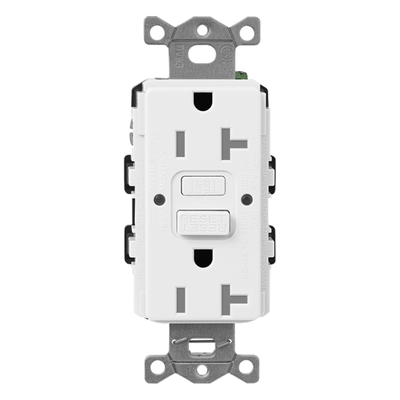 SCR-15-GFST-SW-L - Receptáculo Dúplex GFCI / Autocomprobación Continua / 15 A / 125 V~ / Clase A 4-6 mA / Antimanipulación / LED Estado Bicolor