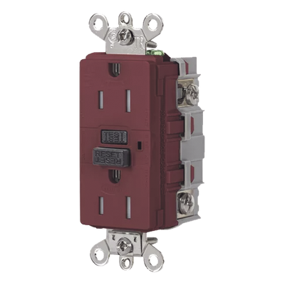 HUB-GFSG-5262R - Receptáculo GFCI de Auto-verificación / 15 A / 125 V / 2 Polos / Resistente a Manipulaciones e Intemperie / NEMA 5-15R / Grado Industrial / 4.06 in