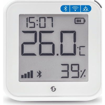 SHELLYHTGEN3 - Sensor Ambiental IoT / Monitoreo de Temperatura y Humedad / Wi-Fi 802.11 b/g/n / Bluetooth 4.2 / Alimentación Dual Batería o USB-C