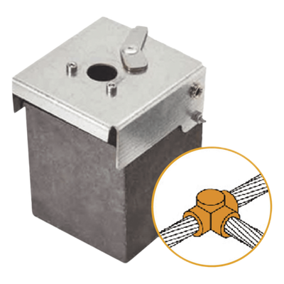 ATW10/W10/TH - Soldadura Exotérmica / Unión T Horizontal / 1/0 AWG (50 mm²) / 50 Soldaduras / Grafito con Tapa Electrogalvanizada