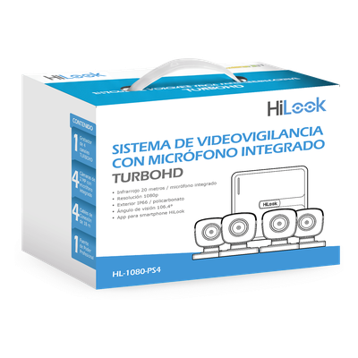 HL-1080-PS4 - Kit de Videovigilancia TurboHD / 4 Canales / 1080p Lite / Audio por Coaxitron / IR 20 m (65.6 ft) / 4 Cámaras Bala con Micrófono Integrado